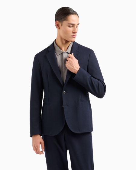Armani Chaqueta de abotonadura sencilla de gabardina técnica elástica Outlet online