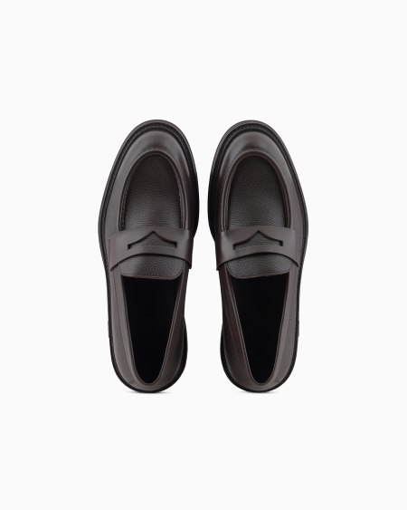 Armani Mocasines de cuero plena flor Venta caliente