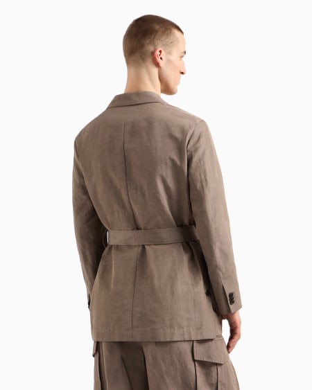 Armani Chaqueta sahariana en mezcla de lino En oferta