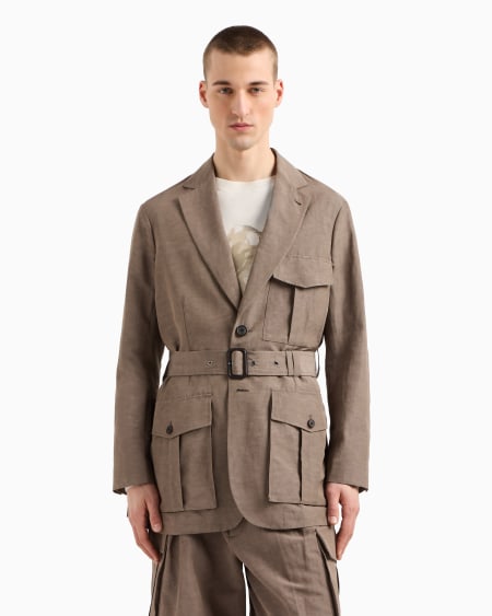 Armani Chaqueta sahariana en mezcla de lino En oferta