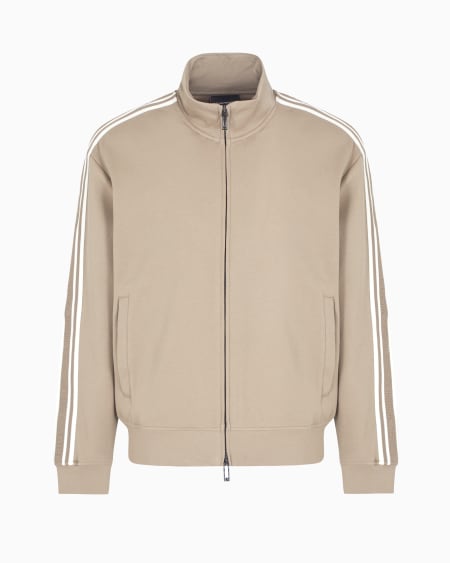 Armani Sudadera de punto con cremallera completa y bandas con logotipo Rebajas de fábrica