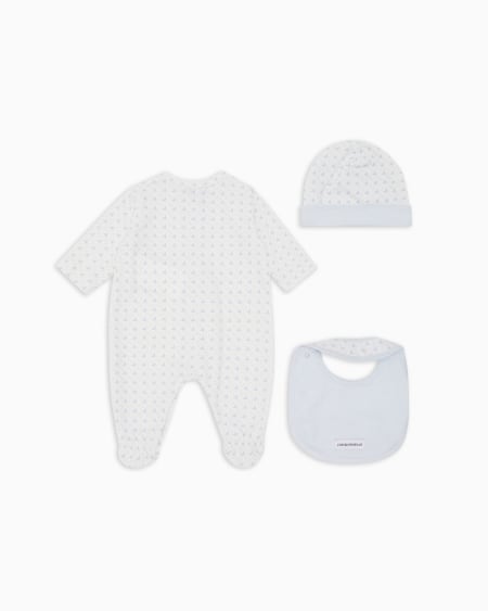 Armani Coffret-cadeau dors-bien bavoir et bonnet en jersey avec motif optique aigles Últimos 2 días