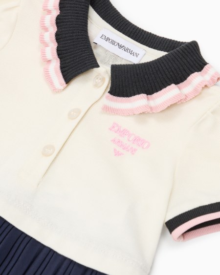 Armani Vestido de piqué con cuello de polo y falda plisada Precio de fábrica