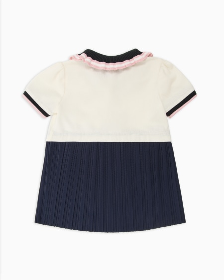 Armani Vestido de piqué con cuello de polo y falda plisada Precio de fábrica