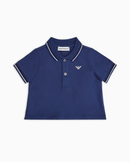 Armani Polo de piqué elástico con bordes a rayas Superdescuento