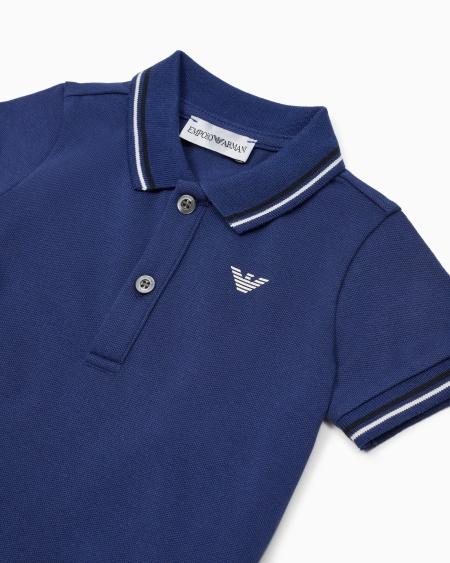 Armani Polo de piqué elástico con bordes a rayas Superdescuento