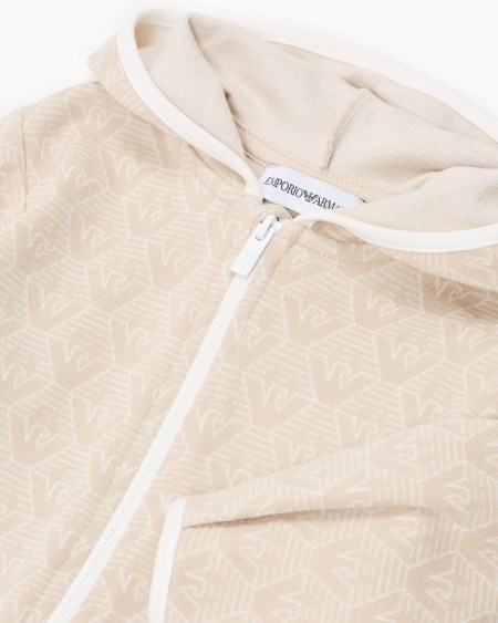 Armani Sudadera tipo cárdigan de punto jacquard con capucha y motivo integral de águila Liquidación