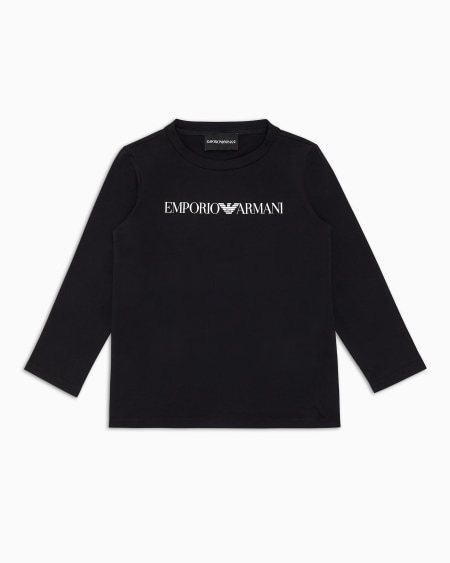 Armani Jersey de punto de algodón pima con logotipo Tienda de fábrica
