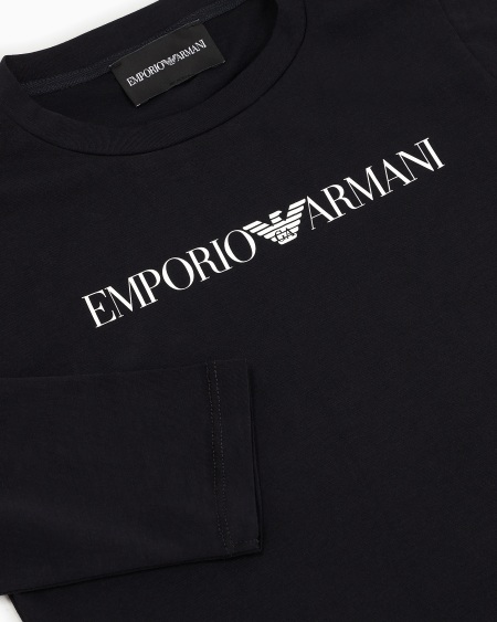 Armani Jersey de punto de algodón pima con logotipo Tienda de fábrica