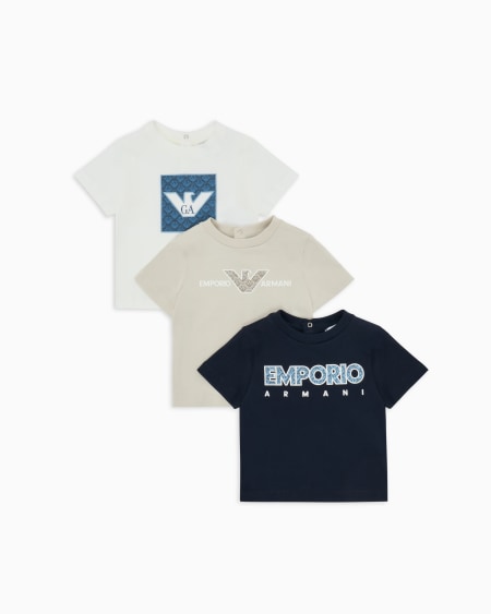 Armani Paquete de tres camisetas de punto con logotipo gráfico estampado Limitado a 3 días
