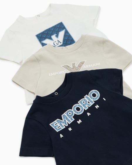 Armani Paquete de tres camisetas de punto con logotipo gráfico estampado Limitado a 3 días