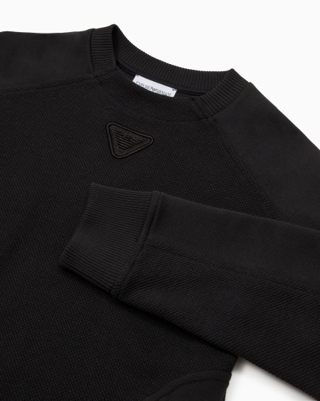 Armani Sudadera de cuello redondo en punto piqué con logotipo bordado Ahorra y exporta