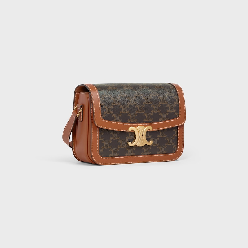 Celine Bolso Triomphe Classique de lona Triomphe y piel de becerro Oferta especial de fábrica