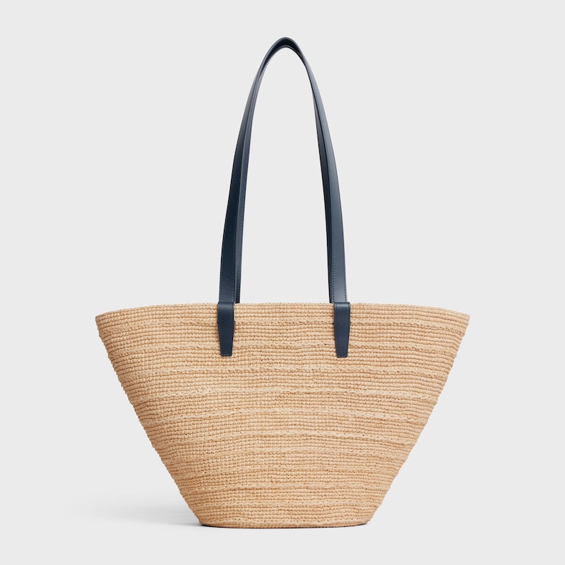 Celine BOLSO TRIOMPHE CELINE CLASSIC PANIER MEDIANO DE RAFIA Y PIEL DE BECERRO Última moda