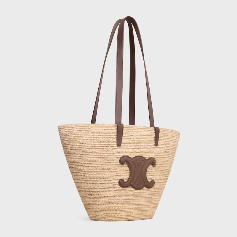 Celine BOLSO TRIOMPHE CELINE CLASSIC PANIER MEDIANO DE RAFIA Y PIEL DE BECERRO Descuento por venta flash
