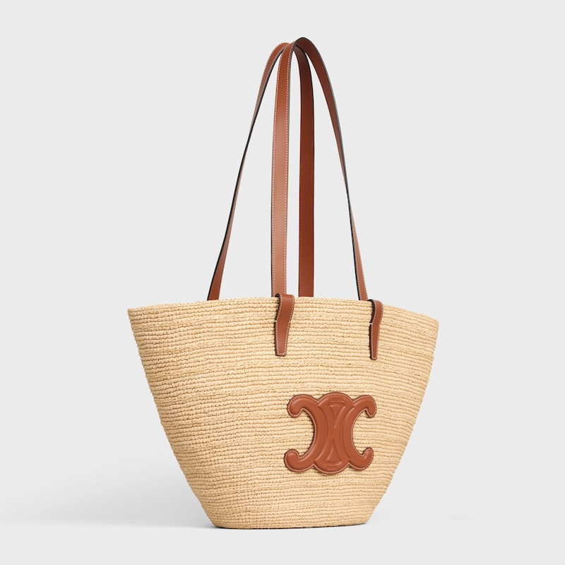 Celine BOLSO TRIOMPHE CELINE CLASSIC PANIER MEDIANO DE RAFIA Y PIEL DE BECERRO Ofertas de temporada