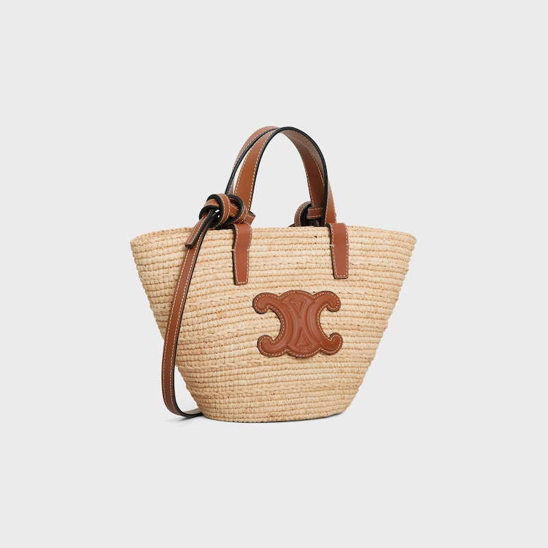 Celine BOLSO NANO CELINE CLASSIC PANIER FLEXIBLE DE RAFIA Y PIEL DE BECERRO Grandes ahorros