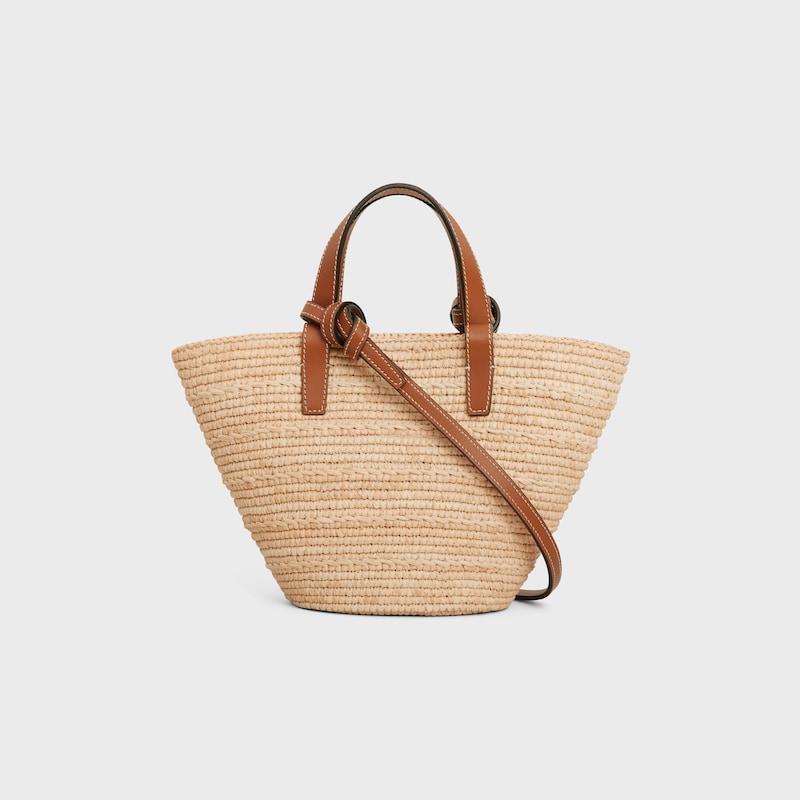Celine BOLSO NANO CELINE CLASSIC PANIER FLEXIBLE DE RAFIA Y PIEL DE BECERRO Grandes ahorros