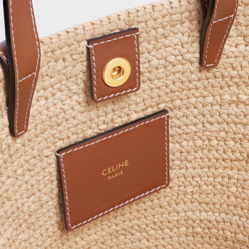 Celine BOLSO NANO CELINE CLASSIC PANIER FLEXIBLE DE RAFIA Y PIEL DE BECERRO Grandes ahorros