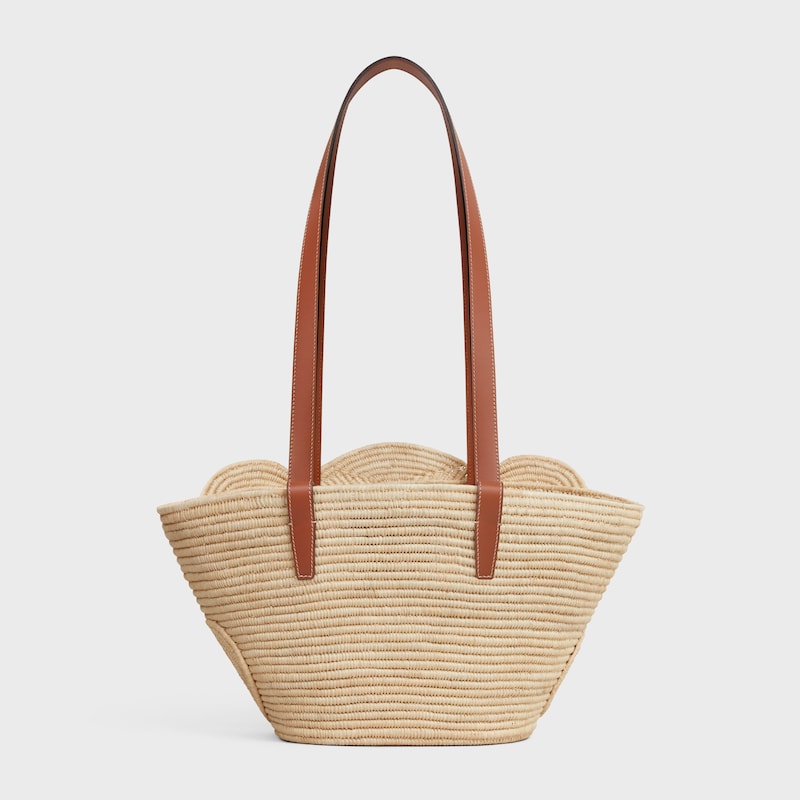 Celine BOLSO CELINE CLASSIC PANIER PEQUEÑO CON TRIOMPHE TRENZADO DE RAFIA Y PIEL DE BECERRO Rebajas de fin de temporada