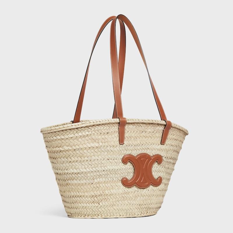 Celine Bolso Celine Classic Panier mediano de hojas de palma y piel de becerro 2025