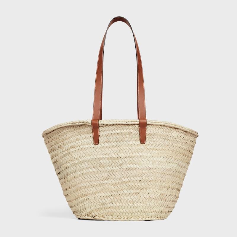 Celine Bolso Celine Classic Panier mediano de hojas de palma y piel de becerro 2025