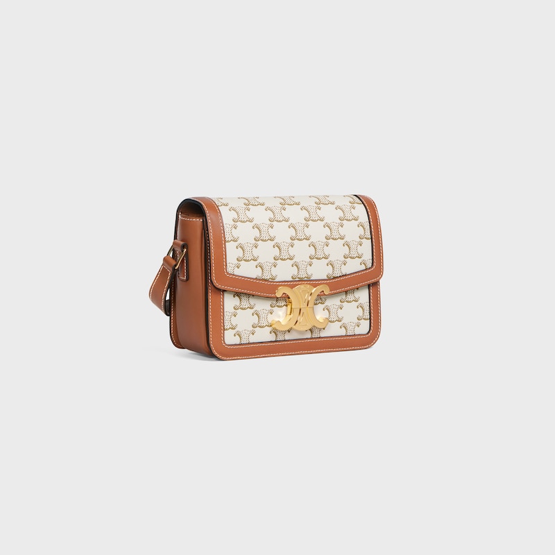 Celine Bolso Teen Triomphe de lona Triomphe y piel de becerro ÚLTIMAS EDICIONES