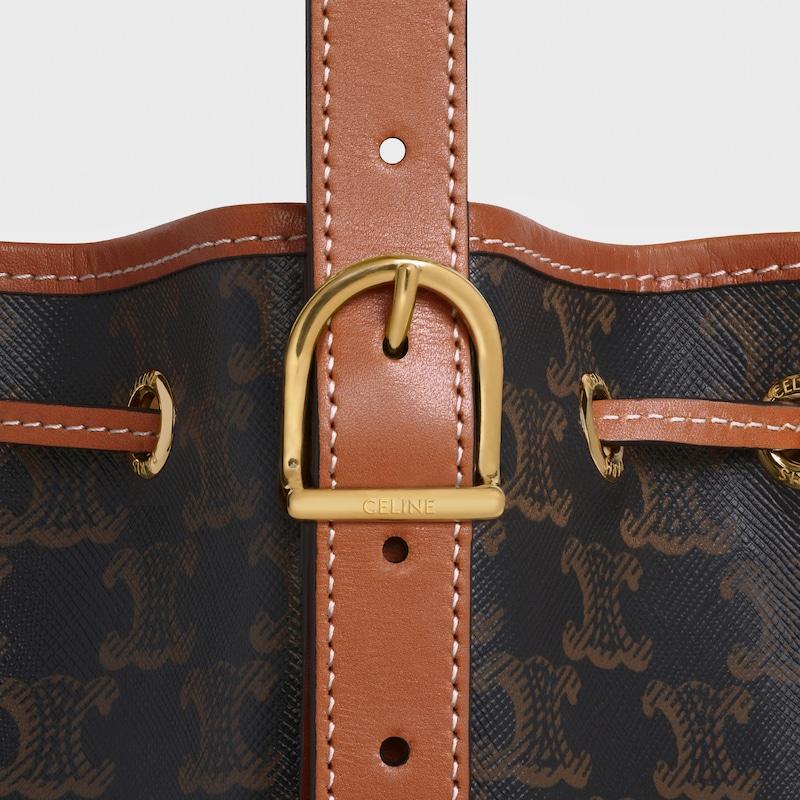 Celine Bolso con cordón ajustable pequeño de lona Triomphe y piel de becerro Tienda de fábrica