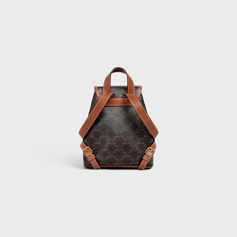 Celine MOCHILA FOLCO MINI de lona Triomphe y piel de becerro Ahorra y exporta