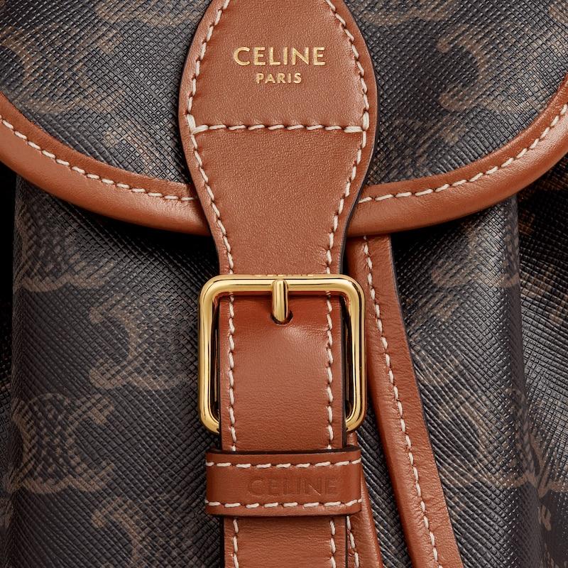 Celine MOCHILA FOLCO MINI de lona Triomphe y piel de becerro Ahorra y exporta