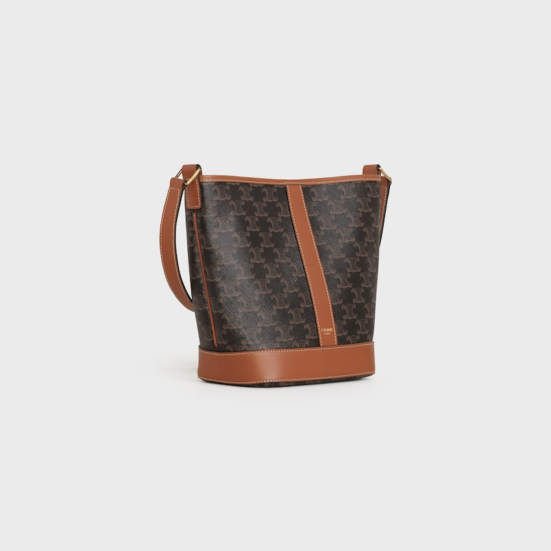 Celine Bolso cubo pequeño de lona Triomphe y piel de becerro En oferta