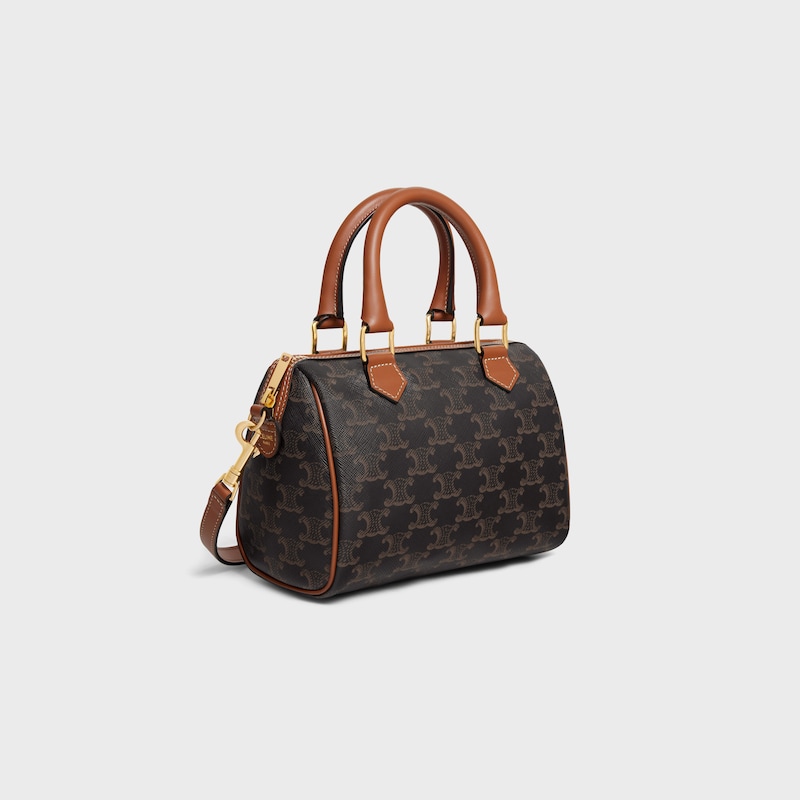 Celine BOLSO BOSTON PEQUEÑO DE LONA TRIOMPHE Y PIEL DE BECERRO Envío internacional gratuito