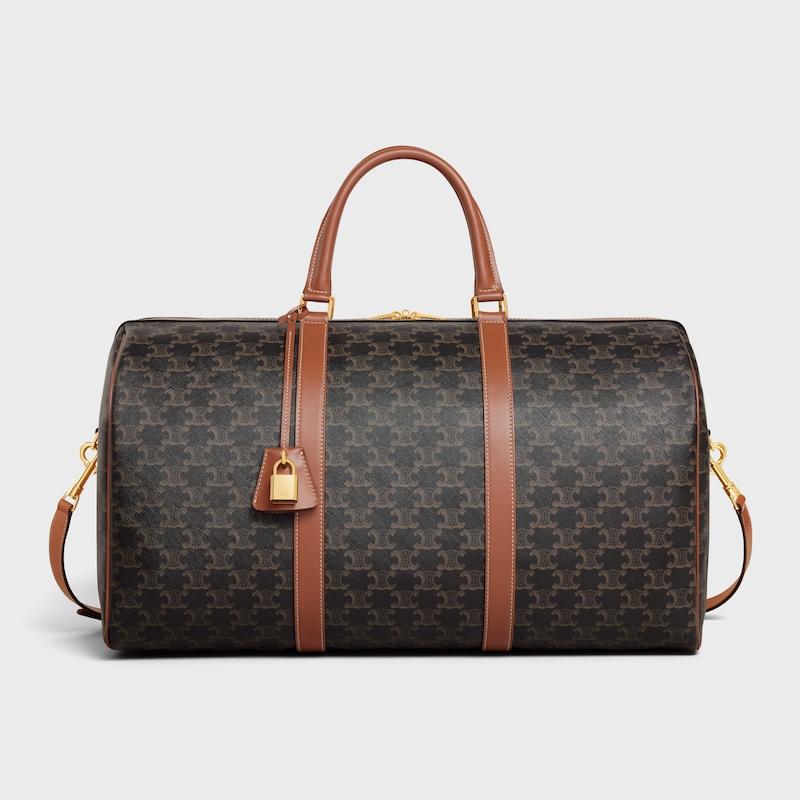 Celine Bolsa de viaje grande de lona Triomphe y piel de becerro