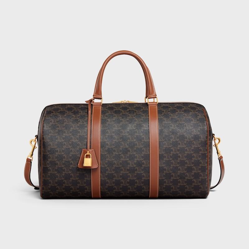 Celine Bolsa de viaje mediana de lona Triomphe y piel de becerro