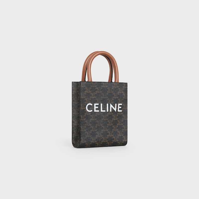 Celine Bolso Cabas vertical mini de lona Triomphe y piel de becerro con estampado Celine Grandes ahorros