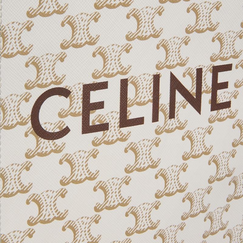 Celine Bolso Cabas vertical mini de lona Triomphe y piel de becerro con estampado Celine Rebajas de fin de temporada