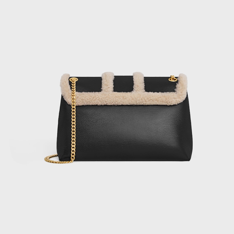 Celine BOLSO VICTOIRE CELINE GRANDE DE PIEL DE CORDERO FRUNCIDA Y PIEL DE BORREGO Ventas relámpago