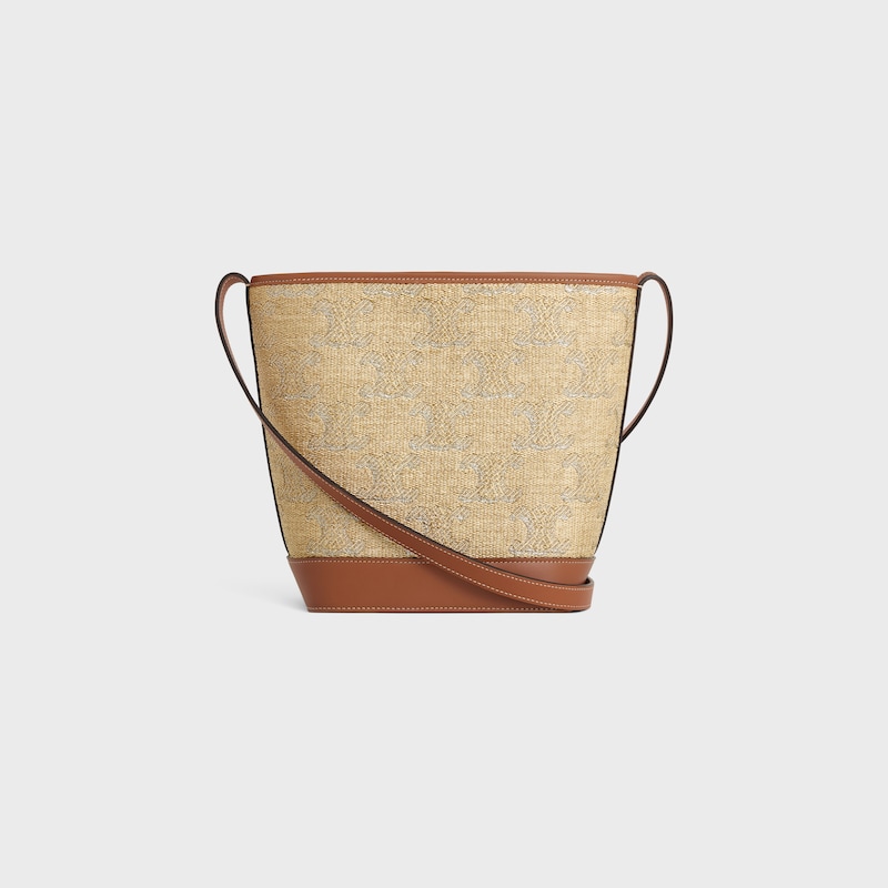 Celine BOLSO CUBO PEQUEÑO DE PIEL TRIOMPHE DE TEJIDO EFECTO RAFIA CON JACQUARD TRIOMPHE Limitado a 3 días