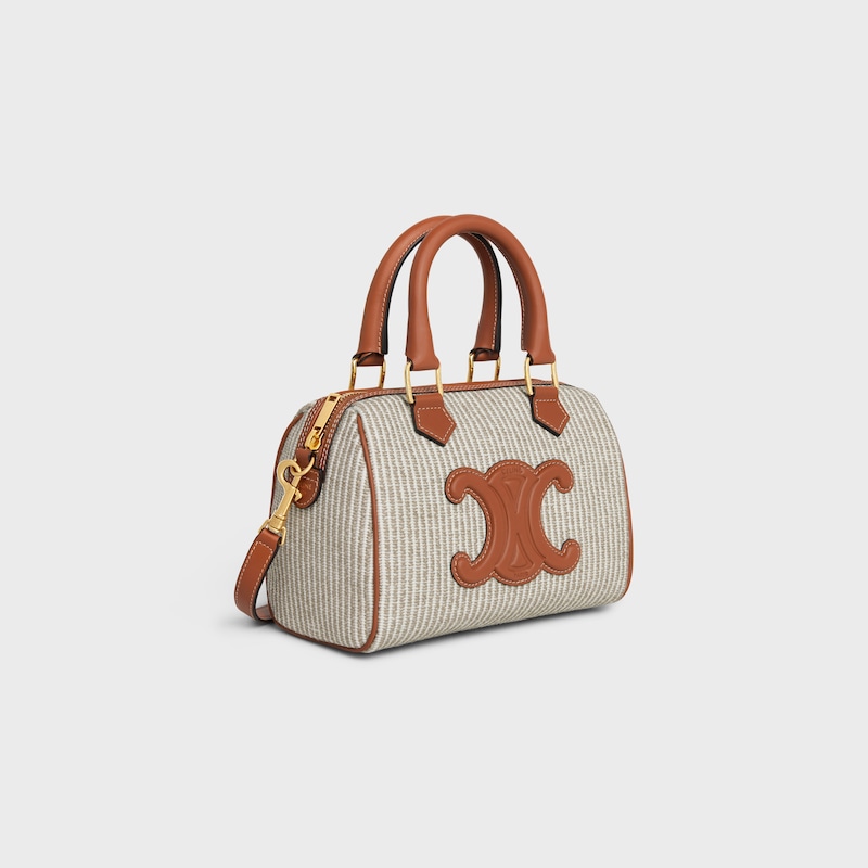 Celine BOLSO BOSTON PEQUEÑO DE TEJIDO DE RAYAS Y PIEL DE BECERRO En oferta