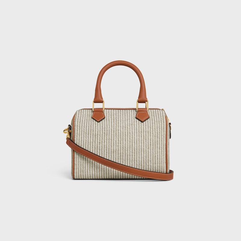 Celine BOLSO BOSTON PEQUEÑO DE TEJIDO DE RAYAS Y PIEL DE BECERRO En oferta