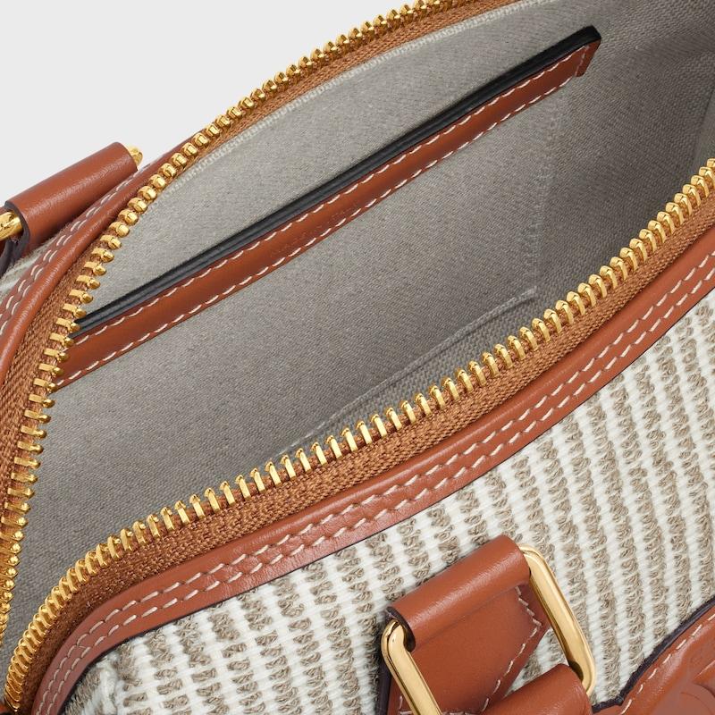 Celine BOLSO BOSTON PEQUEÑO DE TEJIDO DE RAYAS Y PIEL DE BECERRO En oferta