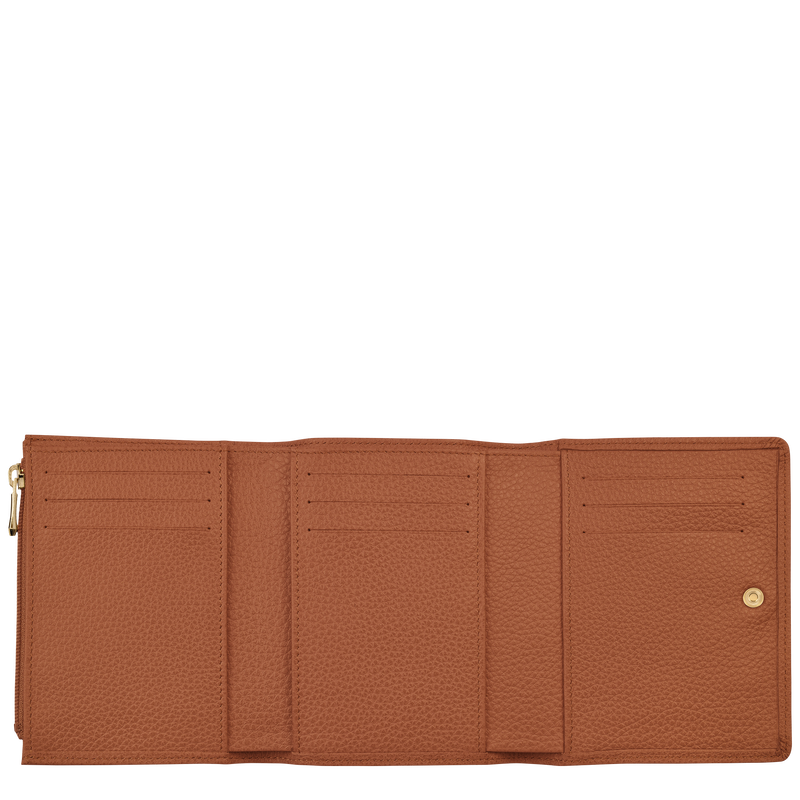 Longchamp Le Foulonné Cartera compacta Cuero - Caramelo Último día