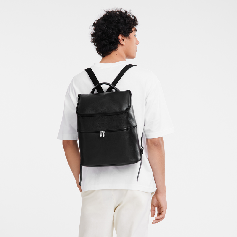 Longchamp Le Foulonné Mochila Cuero - Negro Solo queda un día