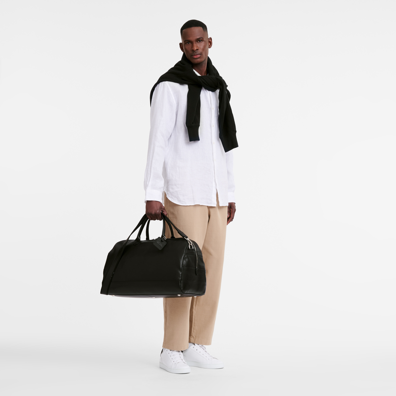 Longchamp Le Foulonné Bolsa de viaje L Cuero - Negro Grandes descuentos