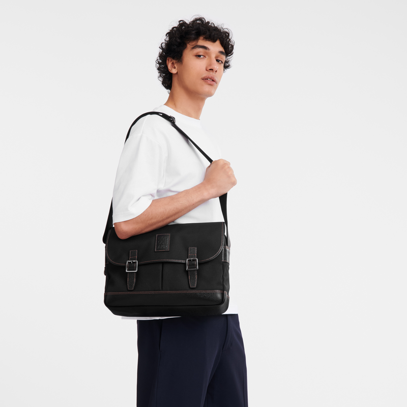 Longchamp Boxford Bolso bandolera L Lona reciclada - Negro Tienda de fábrica