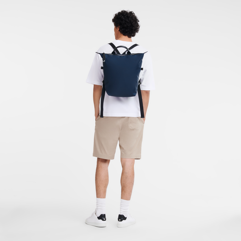 Longchamp Le Pliage Energy Mochila L Lona reciclada - Azul Marino Última moda
