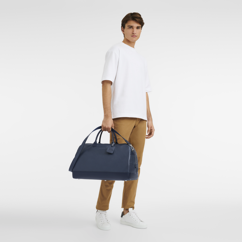Longchamp Le Foulonné Bolsa de viaje L Cuero - Azul Oscuro Outlet