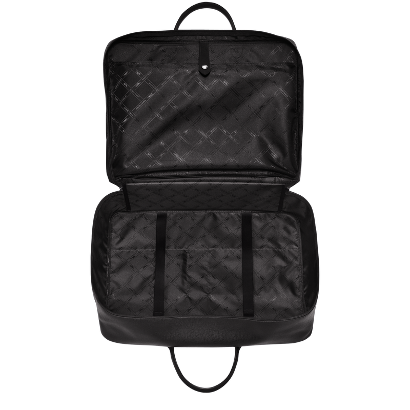 Longchamp Le Foulonné Maleta M Cuero - Negro Venta caliente