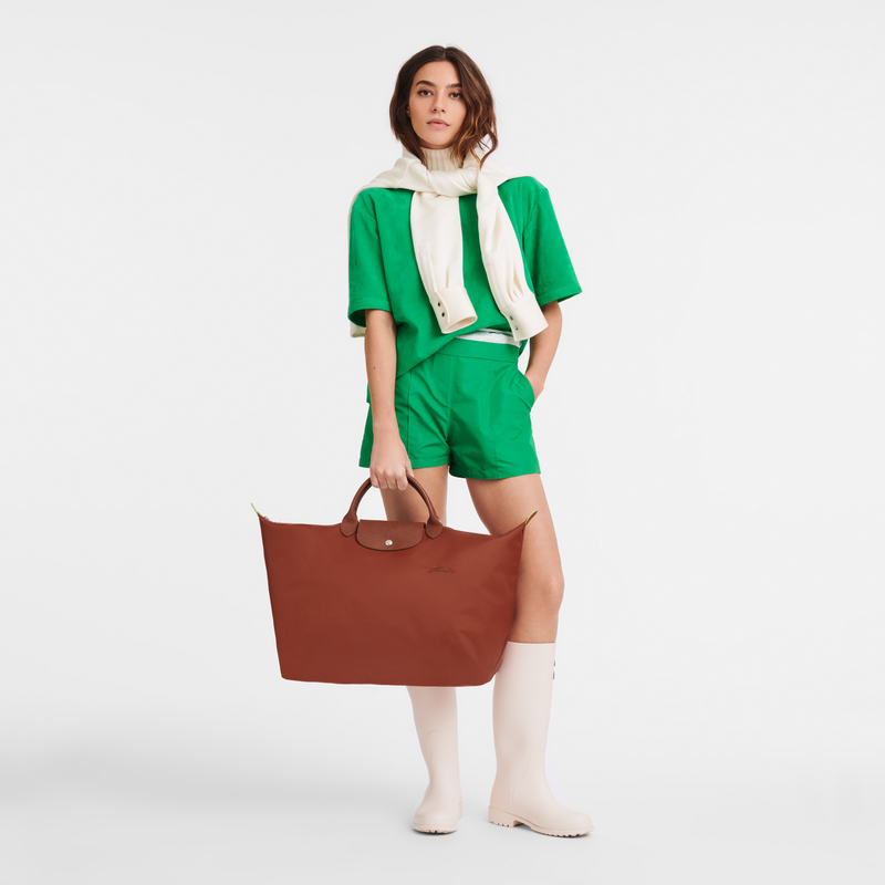 Longchamp Le Pliage Green Bolsa de viaje L Lona reciclada - Castaño Rebajas top