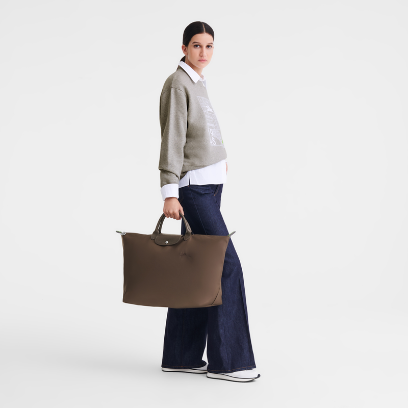 Longchamp Le Pliage Green Bolsa de viaje L Lona reciclada - Tierra Oferta especial